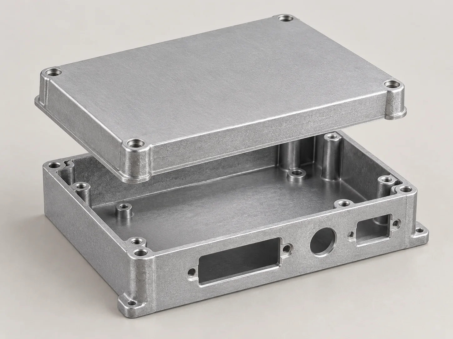 Illustrative electronics enclosures aluminum component